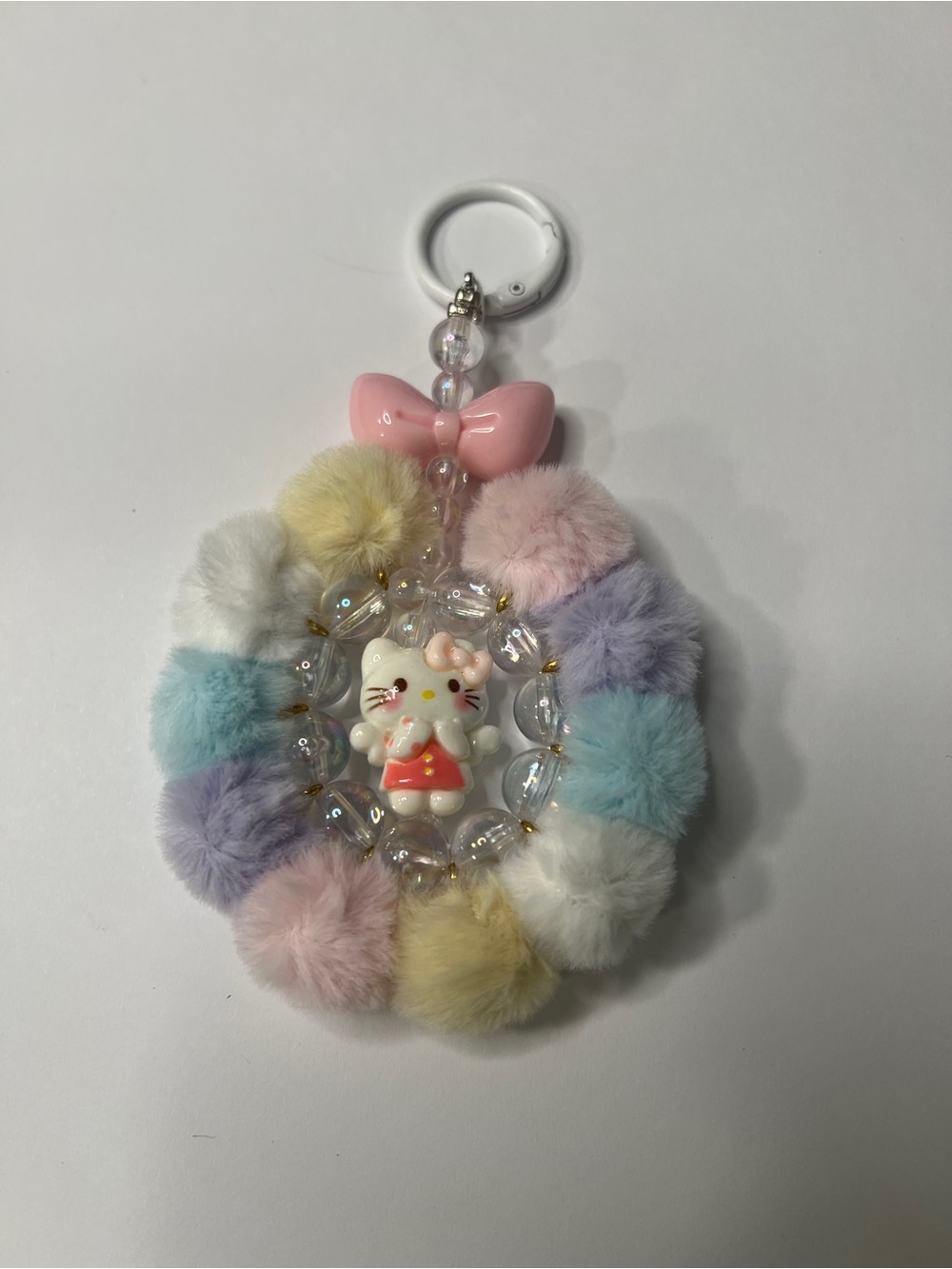 Hello Kitty Style Pastel Pom-Pom Keychain/bag charm